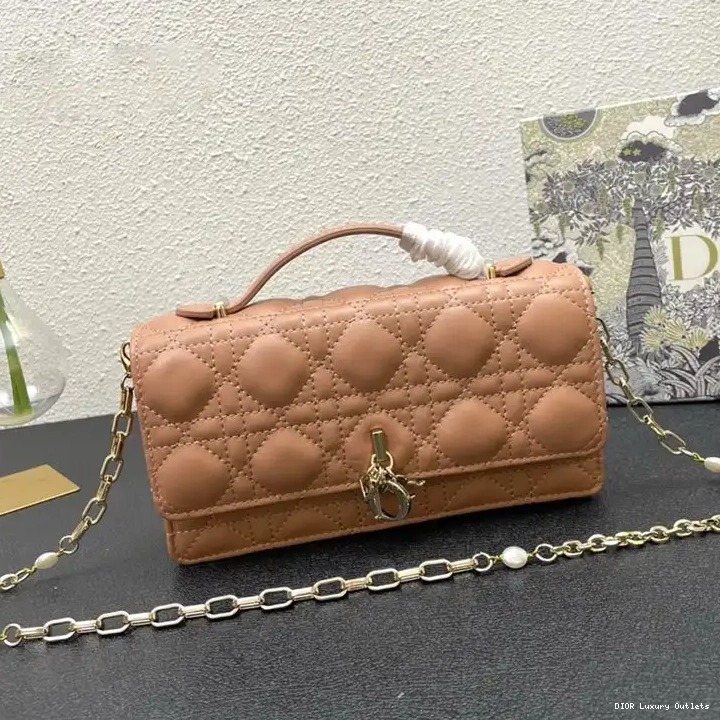 Mini Dior Lambskin Cannage Apricot Top Miss Handle Bag 0506 Luxury